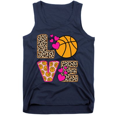 Cute Love Basketball Leopard Print Women Girl Basketball Tank Top