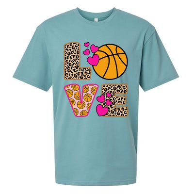 Cute Love Basketball Leopard Print Women Girl Basketball Sueded Cloud Jersey T-Shirt