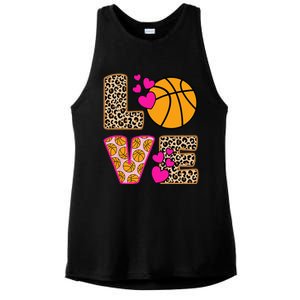 Cute Love Basketball Leopard Print Women Basketball Ladies PosiCharge Tri-Blend Wicking Tank