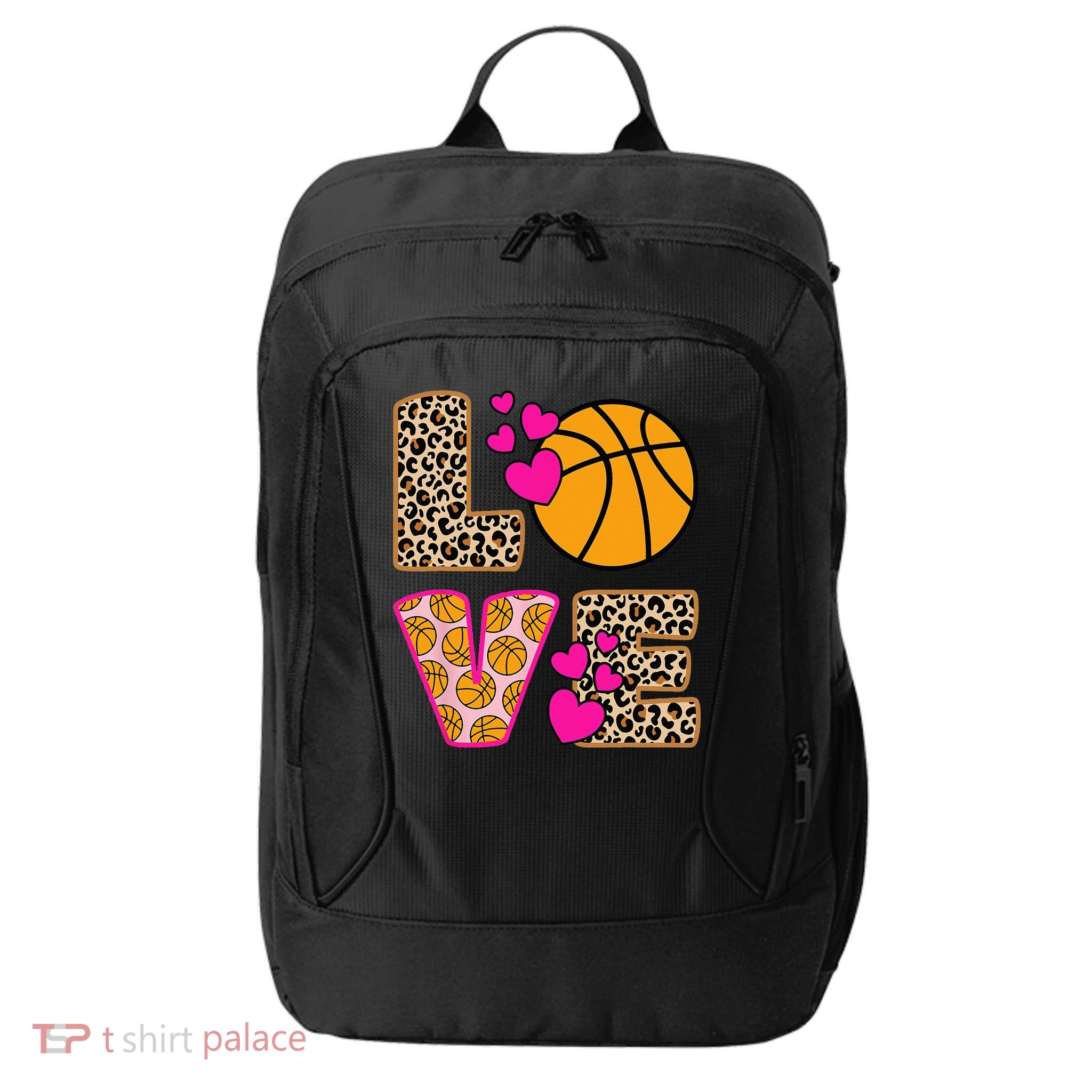 Cute Love Basketball Leopard Print Women Basketball City Backpack