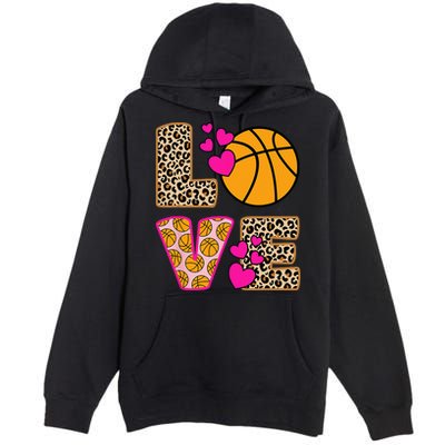 Cute Love Basketball Leopard Print Women Basketball Premium Pullover Hoodie