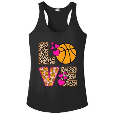 Cute Love Basketball Leopard Print Women Basketball Ladies PosiCharge Competitor Racerback Tank