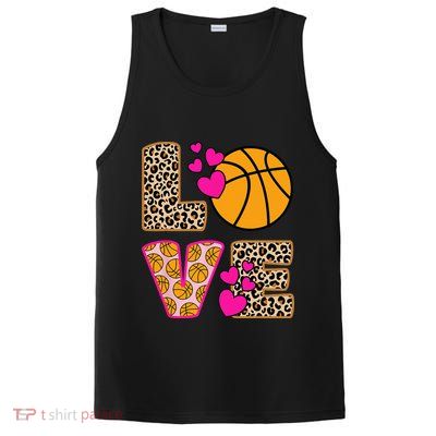 Cute Love Basketball Leopard Print Women Basketball PosiCharge Competitor Tank