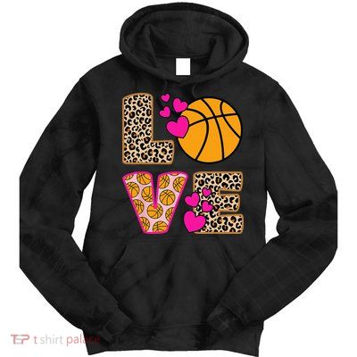 Cute Love Basketball Leopard Print Women Basketball Tie Dye Hoodie
