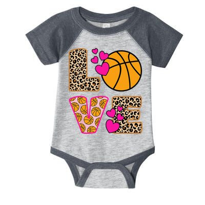 Cute Love Basketball Leopard Print Women Basketball Infant Baby Jersey Bodysuit