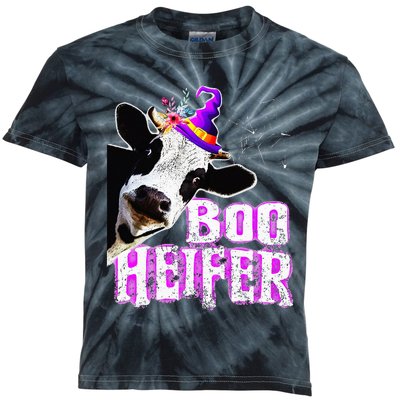 Cow Lover Boo Heifer Funny Halloween Farmer Gift Kids Tie-Dye T-Shirt