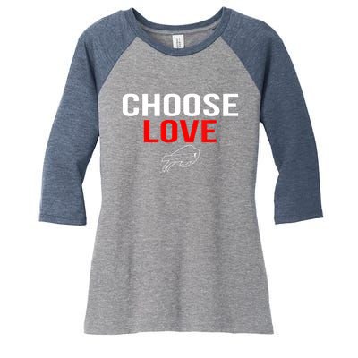 Choose Love Buffalo Stop Hate End Racism Choose Love Buffalo Women's Tri-Blend 3/4-Sleeve Raglan Shirt