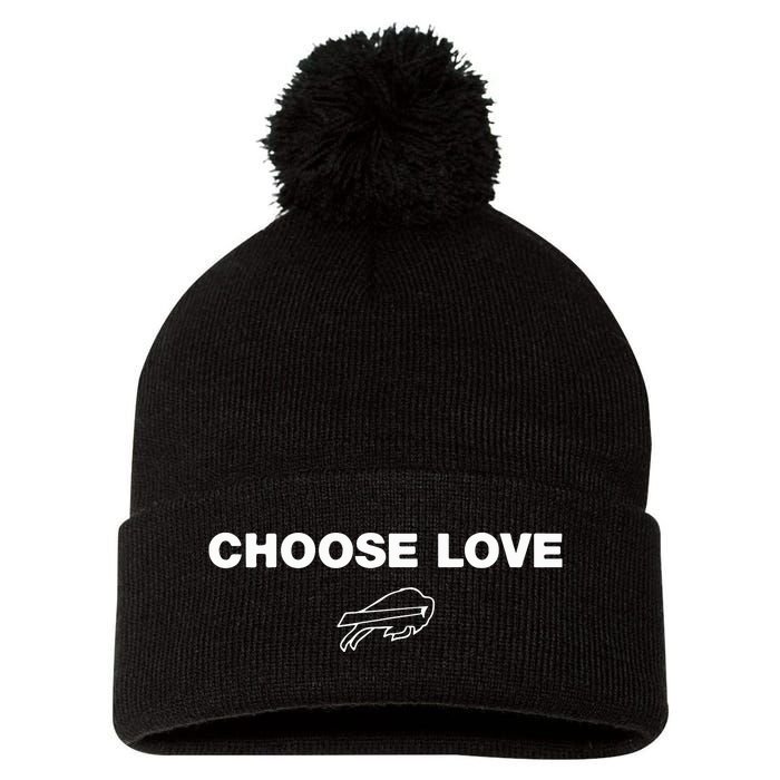 Choose Love Buffalo Pom Pom 12in Knit Beanie