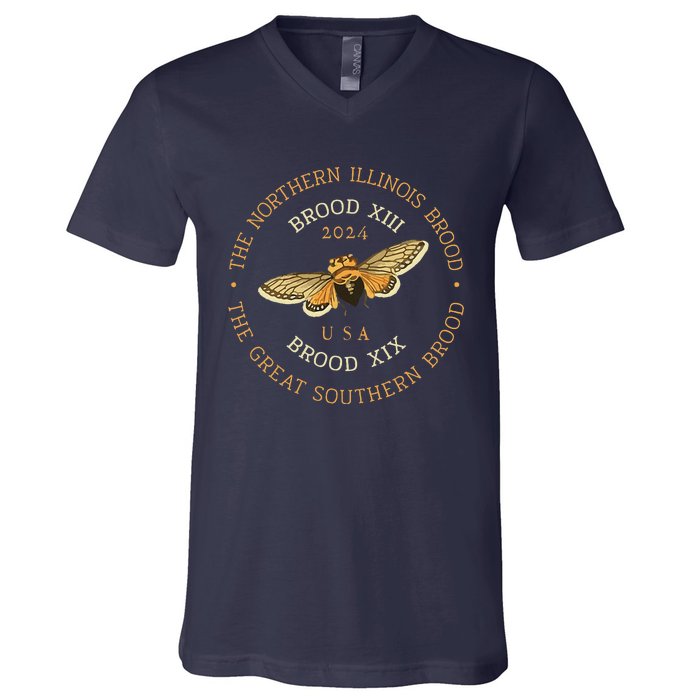 Cicada Lover Brood Xix & Xiii Emergence Summer 2024 V-Neck T-Shirt