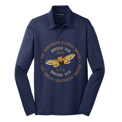 Cicada Lover Brood Xix & Xiii Emergence Summer 2024 Silk Touch Performance Long Sleeve Polo