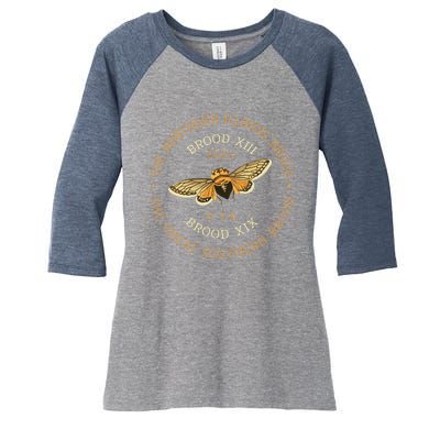 Cicada Lover Brood Xix & Xiii Emergence Summer 2024 Women's Tri-Blend 3/4-Sleeve Raglan Shirt