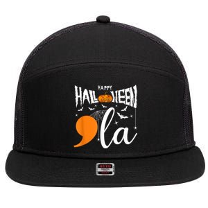 Comma La Boo Ghost Kamala Harris Halloween 2024 7 Panel Mesh Trucker Snapback Hat