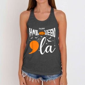 Comma La Boo Ghost Kamala Harris Halloween 2024 Women's Knotted Racerback Tank