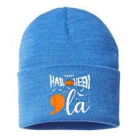 Comma La Boo Ghost Kamala Harris Halloween 2024 Sustainable Knit Beanie