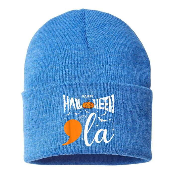 Comma La Boo Ghost Kamala Harris Halloween 2024 Sustainable Knit Beanie