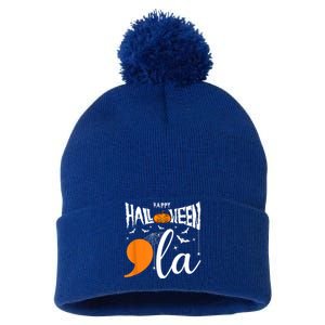 Comma La Boo Ghost Kamala Harris Halloween 2024 Pom Pom 12in Knit Beanie