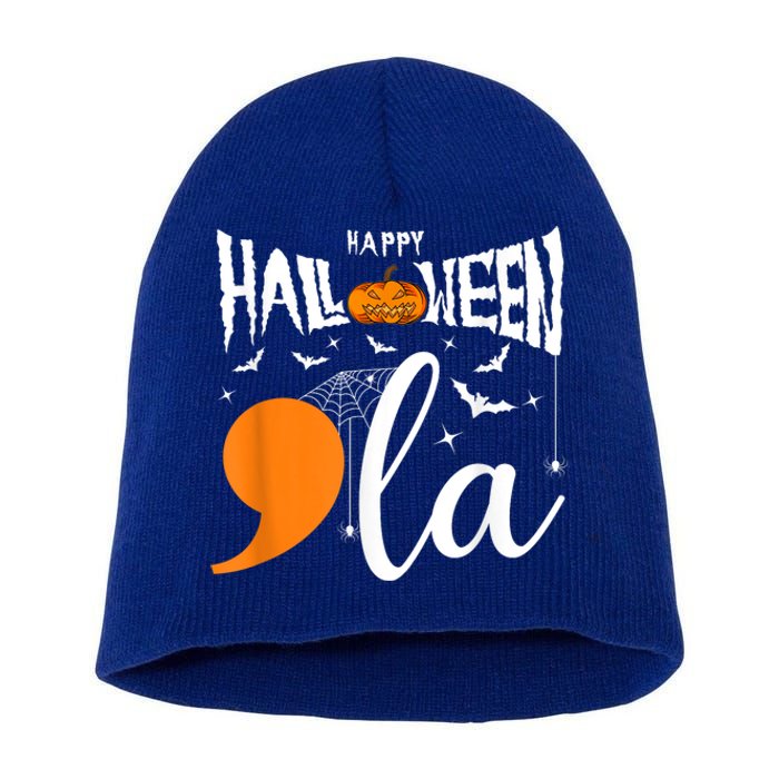 Comma La Boo Ghost Kamala Harris Halloween 2024 Short Acrylic Beanie