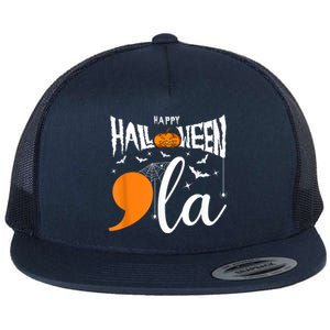 Comma La Boo Ghost Kamala Harris Halloween 2024 Flat Bill Trucker Hat