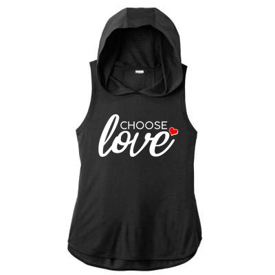 Choose Love Be Kind Ladies PosiCharge Tri-Blend Wicking Draft Hoodie Tank