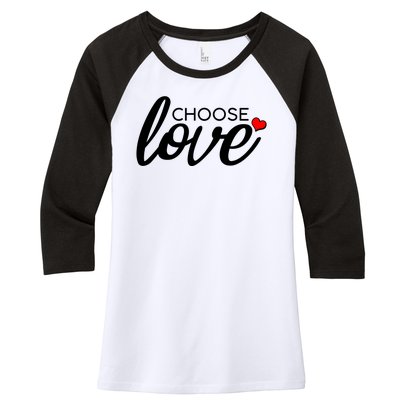 Choose Love Be Kind Women's Tri-Blend 3/4-Sleeve Raglan Shirt