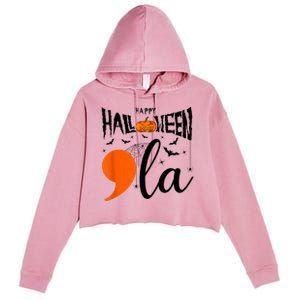 Comma La Boo Ghost Kamala Harris Halloween 2024 Crop Fleece Hoodie