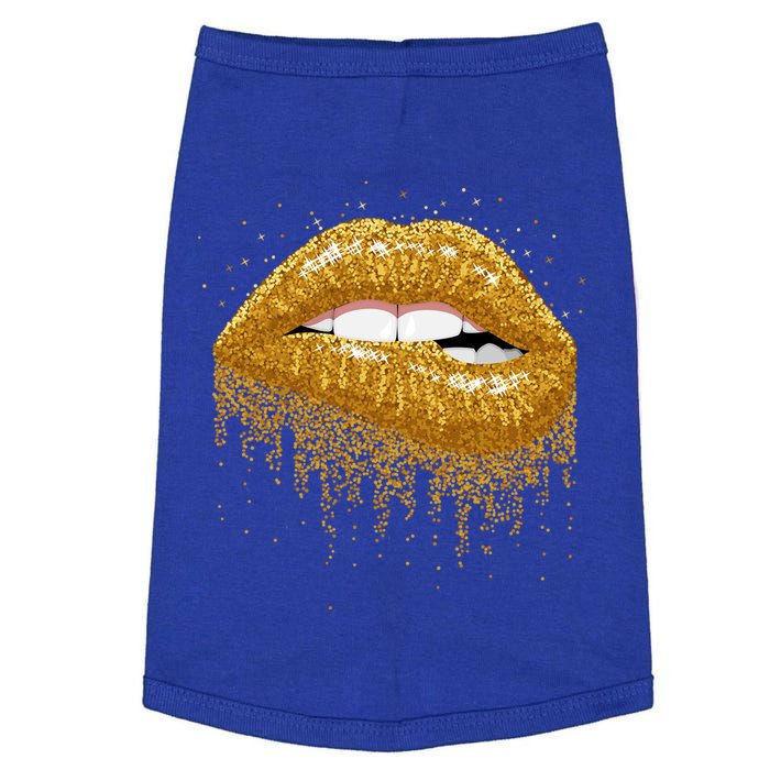 Cool Lips Bite Me Gold Sexy Lips Gift Doggie Tank