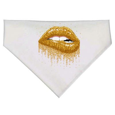 Cool Lips Bite Me Gold Sexy Lips Gift USA-Made Doggie Bandana