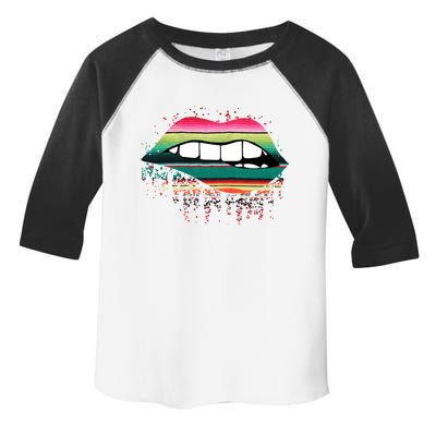 Cool Lips Bite Me Sarape Print Lips Valentine Day Meaningful Gift Toddler Fine Jersey T-Shirt