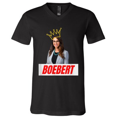 Congress Lauren Boebert With Crown Letter Box Name V-Neck T-Shirt