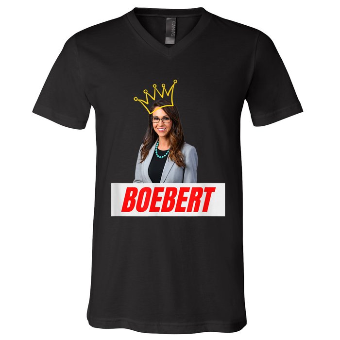 Congress Lauren Boebert With Crown Letter Box Name V-Neck T-Shirt