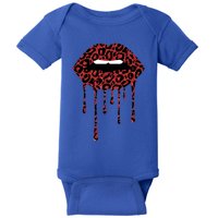 Cool Lips Bite Me Leopard Print Cheetahgift Valentines Meaningful Gift Baby Bodysuit