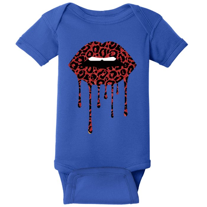 Cool Lips Bite Me Leopard Print Cheetahgift Valentines Meaningful Gift Baby Bodysuit