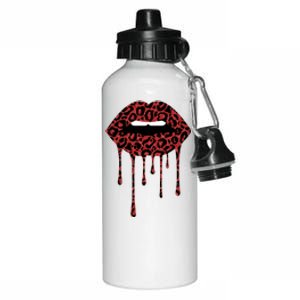 Cool Lips Bite Me Leopard Print Cheetahgift Valentines Meaningful Gift Aluminum Water Bottle