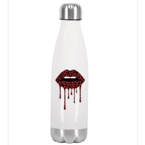 Cool Lips Bite Me Leopard Print Cheetahgift Valentines Meaningful Gift Stainless Steel Insulated Water Bottle