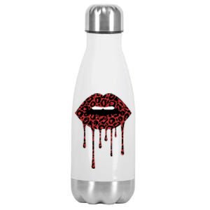 Cool Lips Bite Me Leopard Print Cheetahgift Valentines Meaningful Gift Stainless Steel Insulated Water Bottle