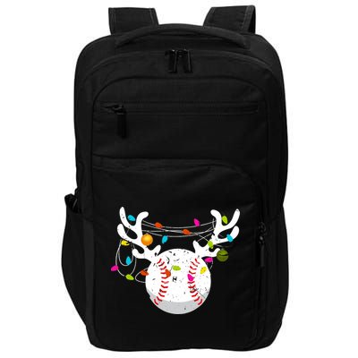 Christmas Lights Baseball Ball Funny Xmas Impact Tech Backpack