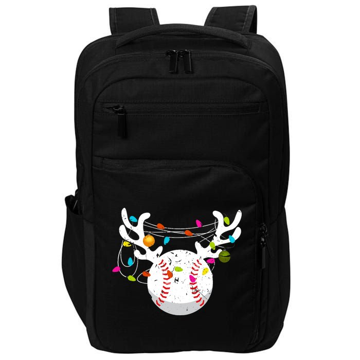 Christmas Lights Baseball Ball Funny Xmas Impact Tech Backpack