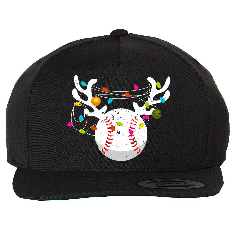 Christmas Lights Baseball Ball Funny Xmas Wool Snapback Cap