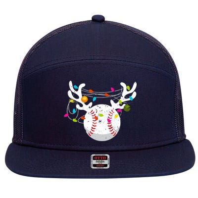 Christmas Lights Baseball Ball Funny Xmas 7 Panel Mesh Trucker Snapback Hat