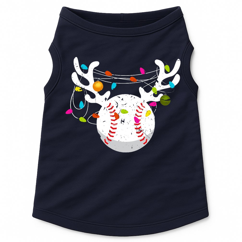 Christmas Lights Baseball Ball Funny Xmas Doggie Tank
