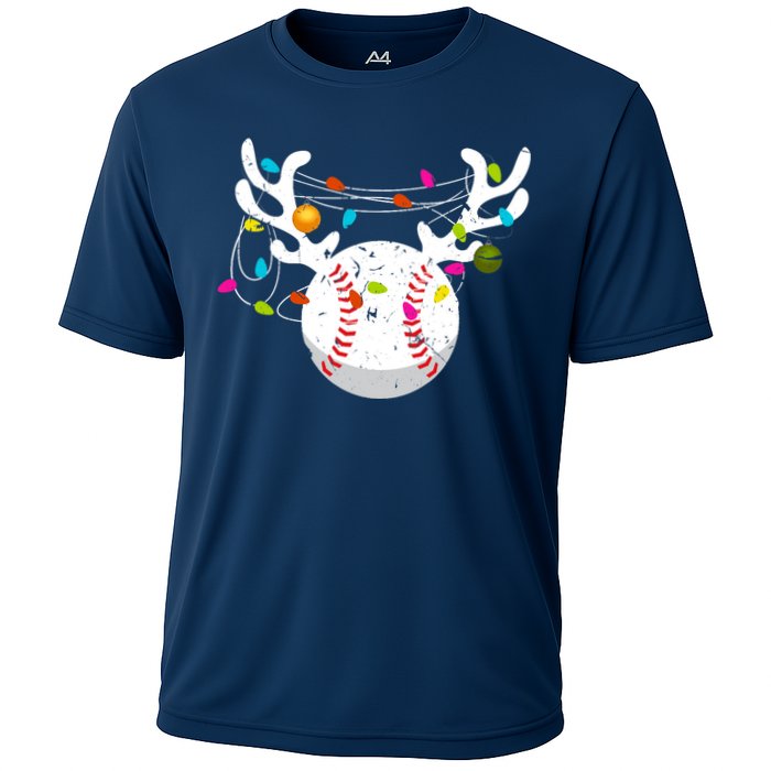 Christmas Lights Baseball Ball Funny Xmas Cooling Performance Crew T-Shirt