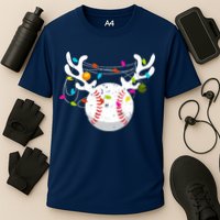 Christmas Lights Baseball Ball Funny Xmas Cooling Performance Crew T-Shirt