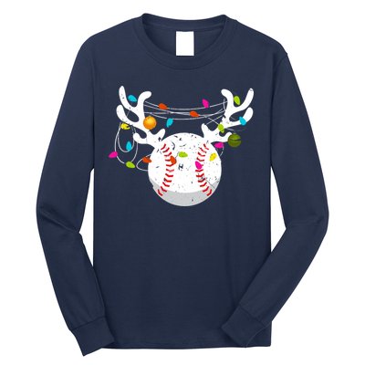 Christmas Lights Baseball Ball Funny Xmas Long Sleeve Shirt