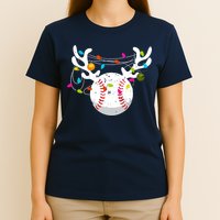 Christmas Lights Baseball Ball Funny Xmas T-Shirt