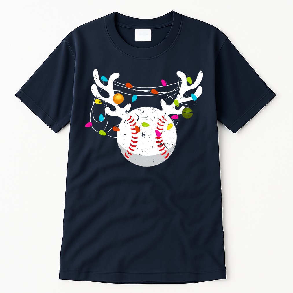 Christmas Lights Baseball Ball Funny Xmas Tall T-Shirt