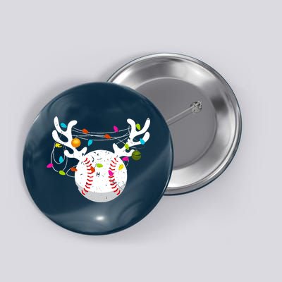 Christmas Lights Baseball Ball Funny Xmas Button