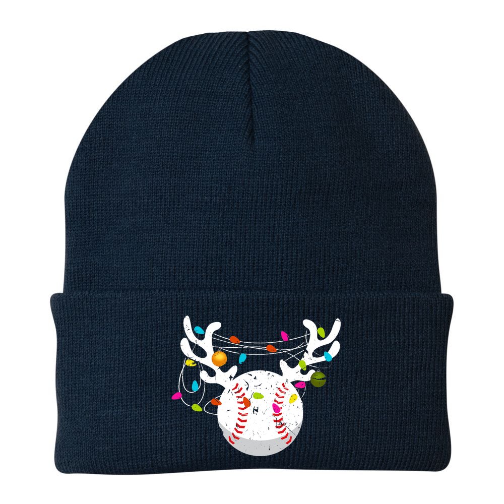 Christmas Lights Baseball Ball Funny Xmas Beanie