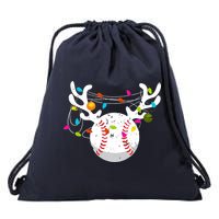 Christmas Lights Baseball Ball Funny Xmas Drawstring Bag