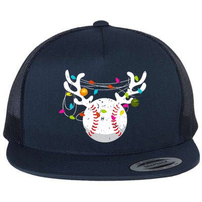 Christmas Lights Baseball Ball Funny Xmas Flat Bill Trucker Hat