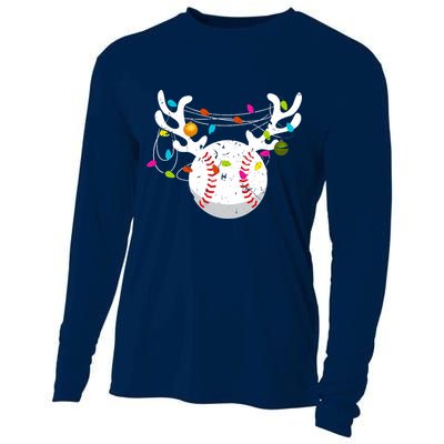 Christmas Lights Baseball Ball Funny Xmas Cooling Performance Long Sleeve Crew